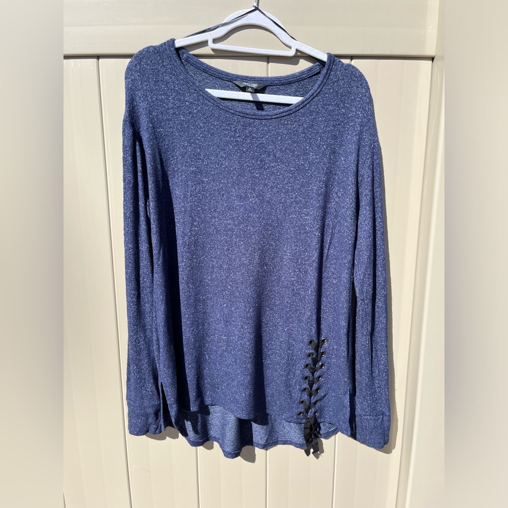 Simply Vera by Vera Wang midnight blue sweater with black lacing detail